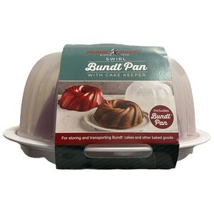 Nordic Ware 2-Piece Swirl Bundt Pan And Bundt Keeper, Red